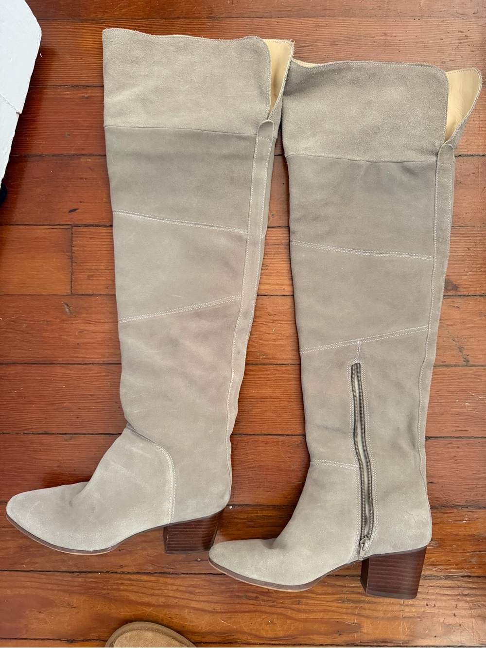 Sole Society Melbourne Over-the-Knee Suede Boots - Light Taupe